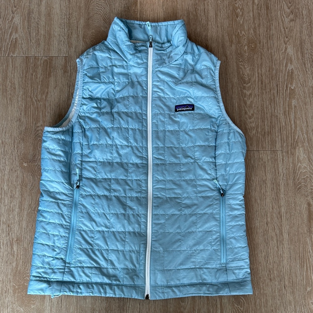 Patagonia Light Blue Quilted Down Vest